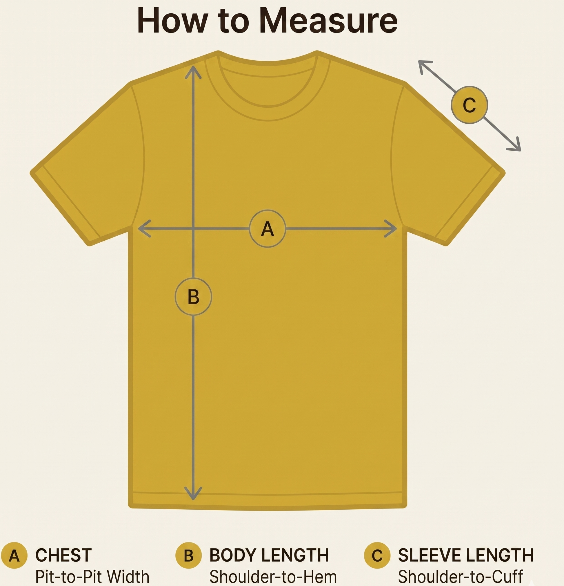 Garment measurement diagram — chest, length, sleeve