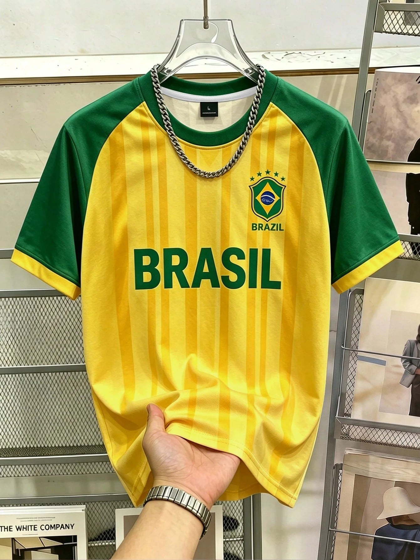 Brazil Retro Football Tee — Yellow & Green