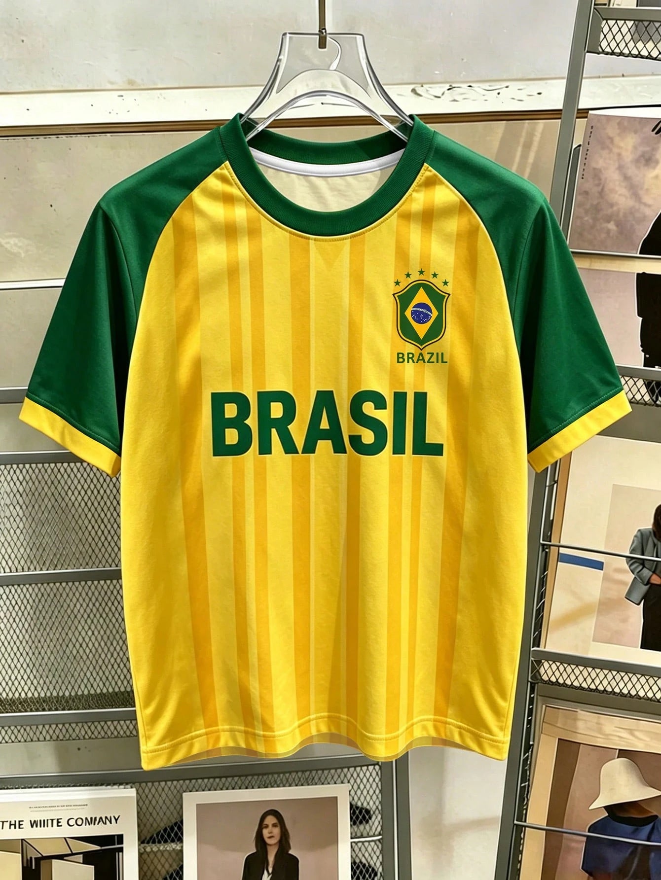 Brazil Retro Football Tee — Yellow & Green