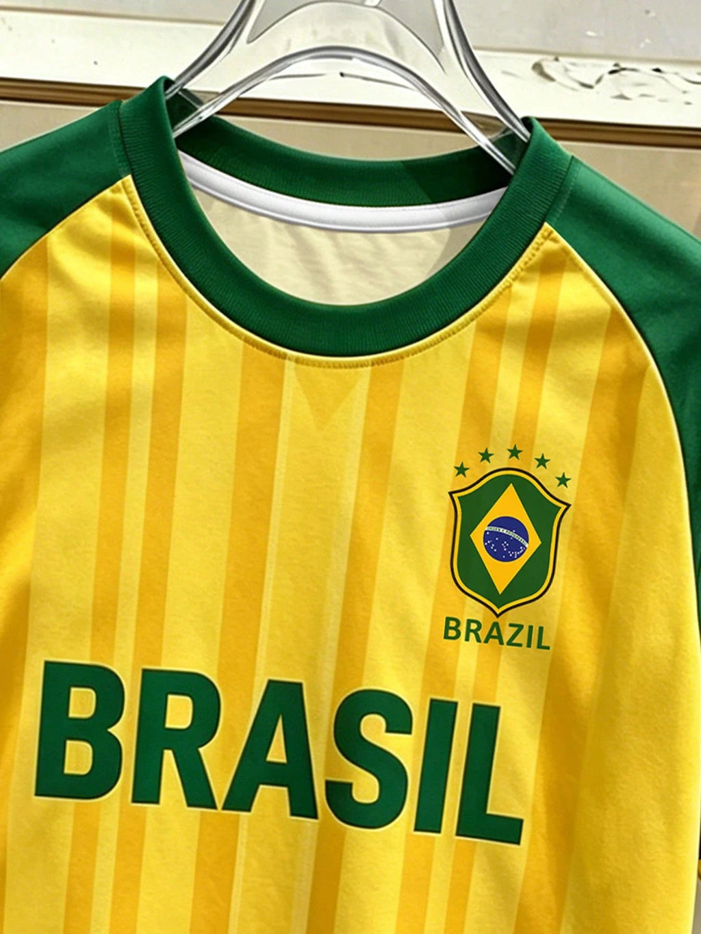 Brazil Retro Football Tee — Yellow & Green