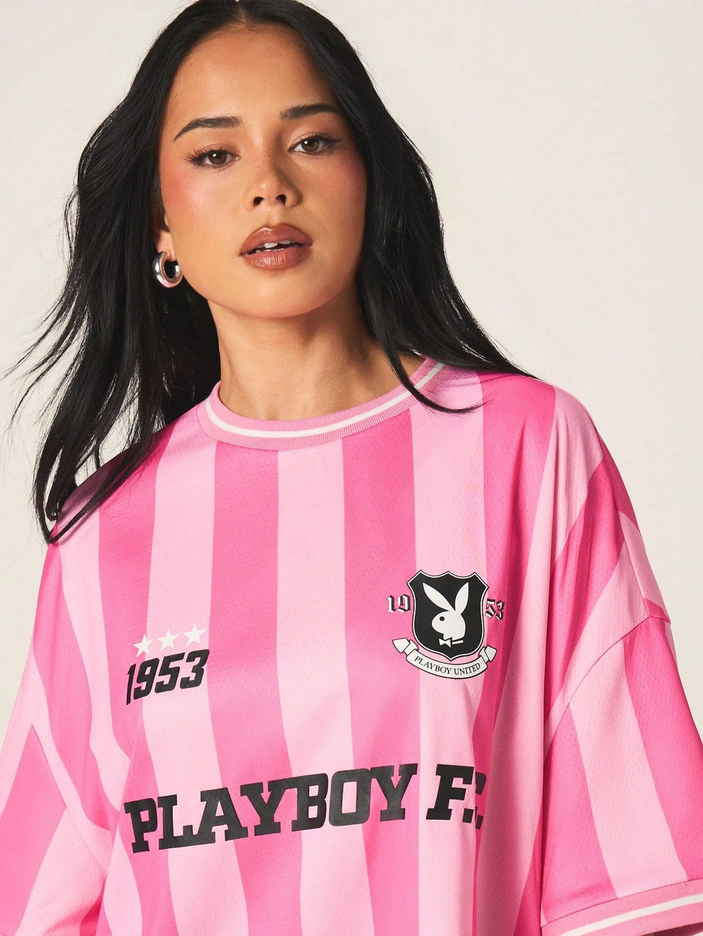 Pink Striped Football Tee — Playboy 1953