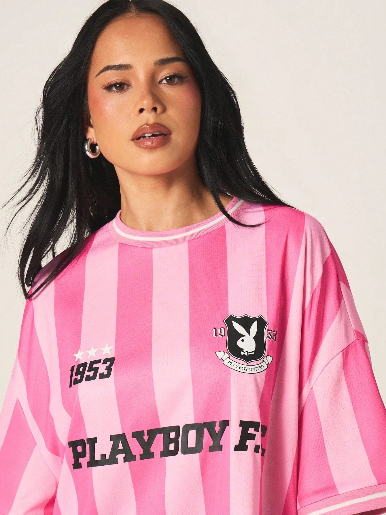 Pink Striped Football Tee — Playboy 1953