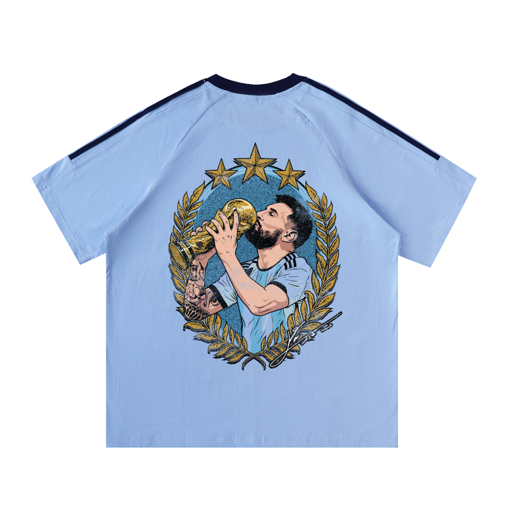 Messi Argentina Contrast-Tape Crewneck Tee