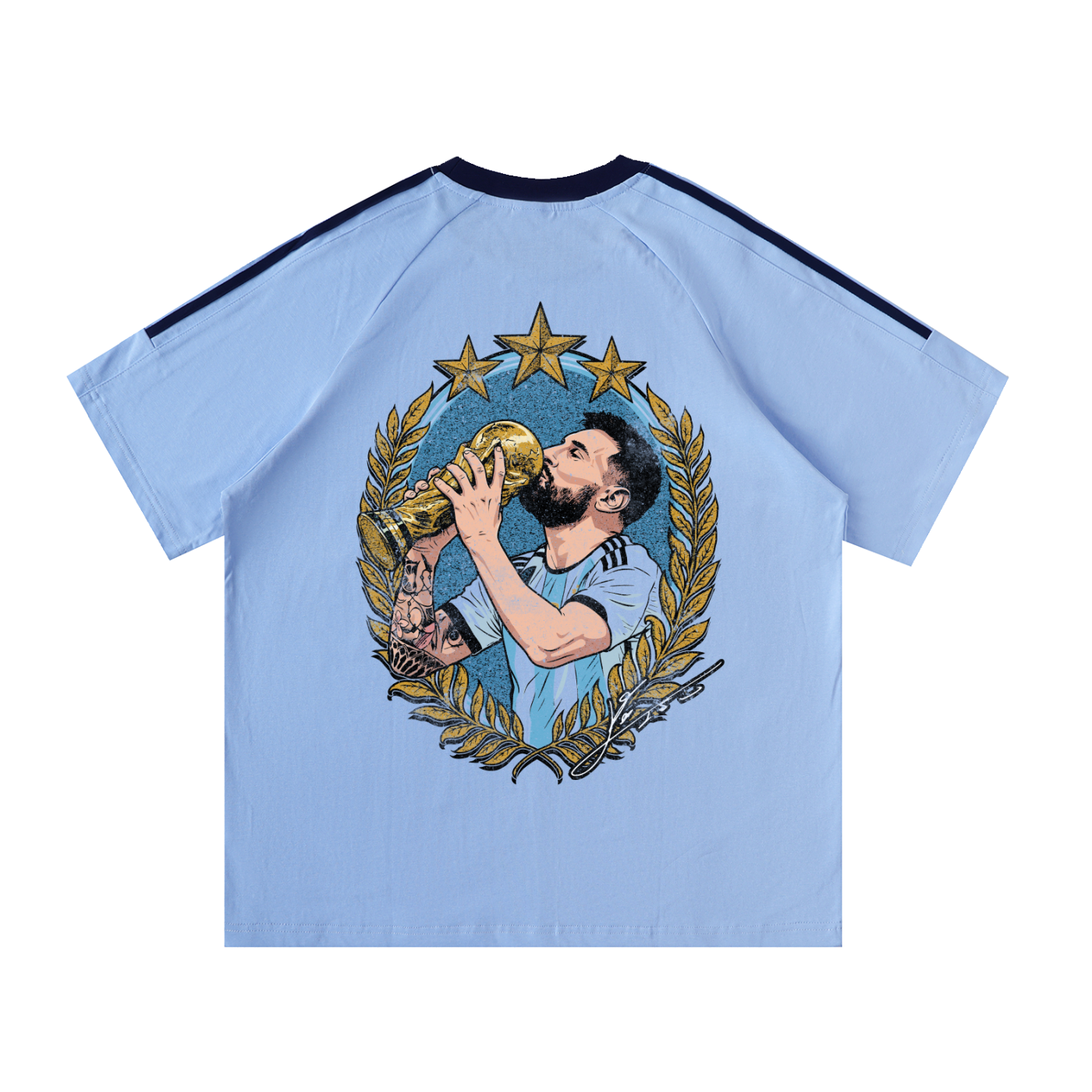 Messi Argentina Contrast-Tape Crewneck Tee