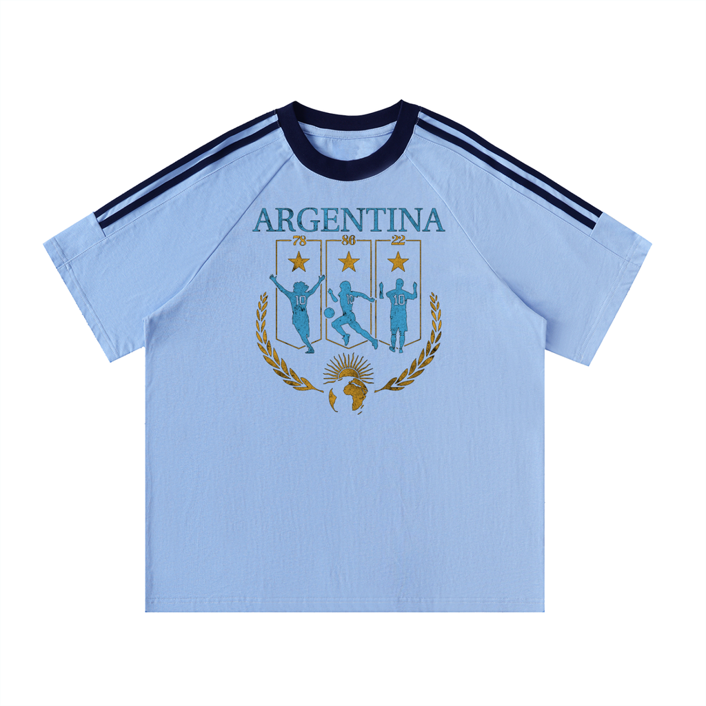 Messi Argentina Contrast-Tape Crewneck Tee
